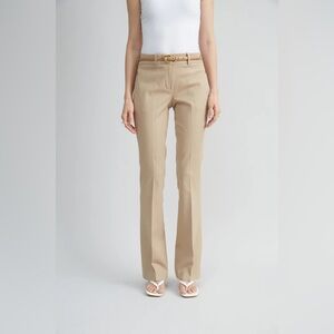 $298 Elie Tahari Linen Blend Fit‎ And Flare Tan Pants 2 Tall